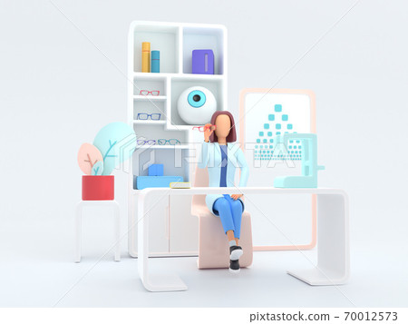 Healthcare series: Ophthalmologist. Ophthalmologist specialist at work 3d render 70012573