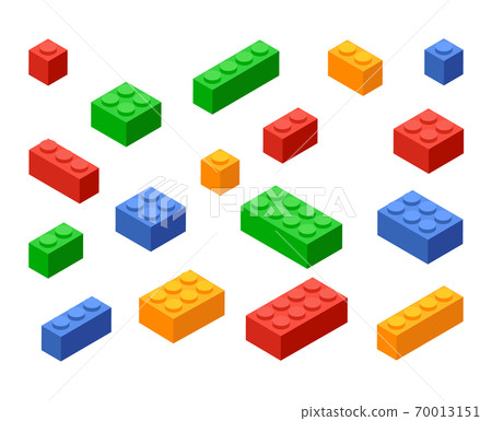 Block toy brick building icon. Isometric vector brick toy plastic set cube 70013151