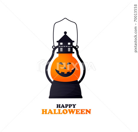 Happy Halloween vector card with pumpkin light 70013558
