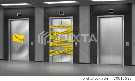 Broken elevators closed for repair or maintenance. 70013586