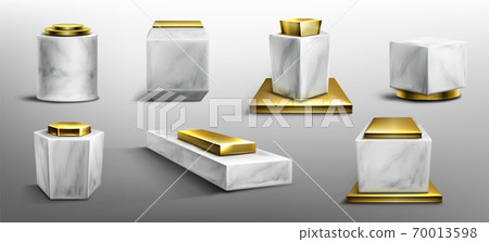 Pedestals from marble and gold for display product 70013598