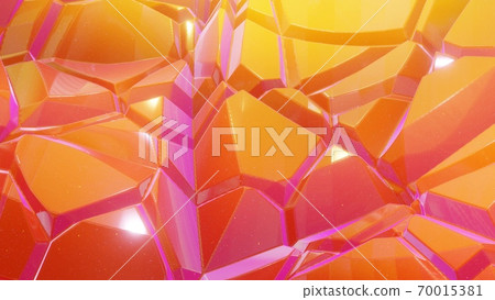 3d rendering. Festive abstract liquid red yellow color gradient background. Abstract wavy pattern on bright glossy surface. Creative backdrop 70015381