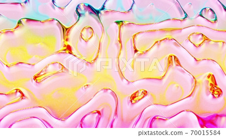3d rendering abstract background. Beautiful iridescent wavy surface of liquid with pattern, gradient color and flow waves on it. Rainbow glossy and matt fluid. Creative bright bg 3d rendering abstract background. Beautiful iridescent wavy surface of liquid with pattern, gradient color and flow waves on it. Rainbow glossy and matt fluid. Creative bright bg 70015584