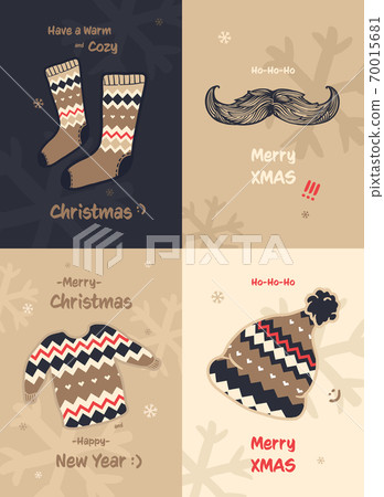 Set of Merry Christmas hand drawn cards. Doodles and sketches vector illustration Set of Merry Christmas hand drawn cards. Doodles and sketches vector illustration 70015681