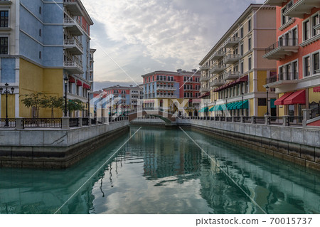 Qanat Quartier The pearl Doha, Qatar showing colorful residential apartments 70015737