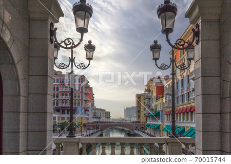 Qanat Quartier The pearl Doha, Qatar showing colorful residential apartments Qanat Quartier The pearl Doha, Qatar showing colorful residential apartments 70015744