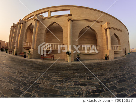 The amphitheater in Katara Cultural Village, Doha Qatar panoramic view in daylight from outside. 70015837
