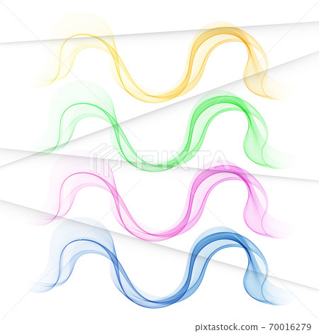 Set of abstract color wave. Color smoke wave. Transparent color wave. Blue, pink, orange, green color. Wavy design.Vector 70016279