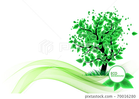 Fresh green leaves on natural tree background. vector illustration 70016280