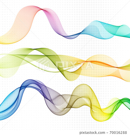 Set of abstract colourful wave isolated on white background. Vector illustration for modern business design. Cool element for presentation, card, flyer and brochure. 70016288