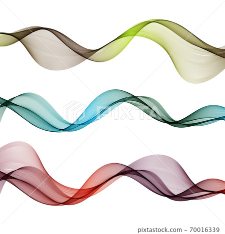 Set of abstract color wave. Color smoke wave. Transparent color wave. Blue, pink,green color. Wavy design.Vector 70016339
