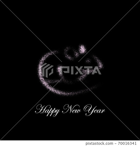 White Metallic Rat is a symbol of the 2020 Chinese New Year. Realistic silver , brighting sequins on a dark background. Decorative Christmas design elements 70016341