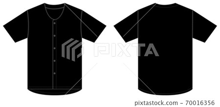 短袖棒球襯衫/ T卹模板圖(黑色/黑色) 短袖棒球襯衫/ T卹模板圖(黑色/黑色) 70016356