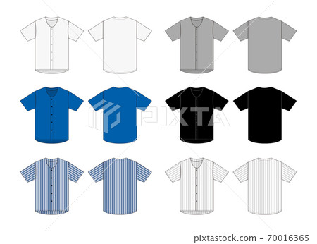 Short-sleeved baseball shirt / T-shirt template - Stock Illustration  [70016364] - PIXTA