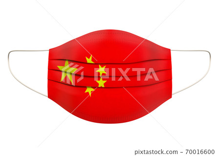 Medical Mask with Chinese flag. 3D rendering 70016600