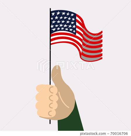 American flags set on a white background. USA patriotic illustration. USA flag in hand. election Day 70016706