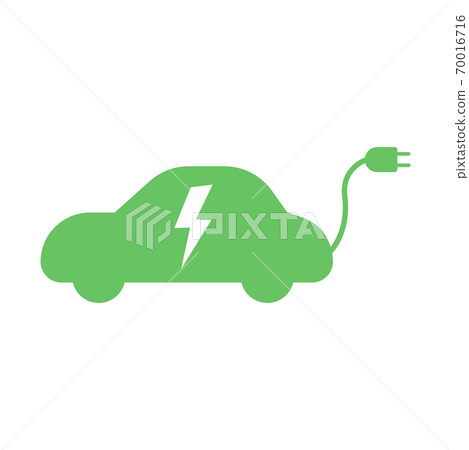 Electric green car with plug icon Electric green car with plug icon 70016716