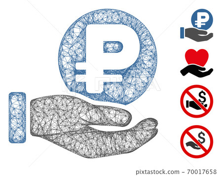 Rouble Coin Payment Hand Web Vector Mesh Illustration 70017658