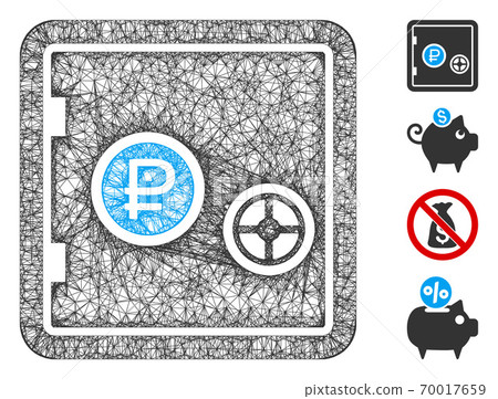 Rouble Bank Safe Web Vector Mesh Illustration 70017659