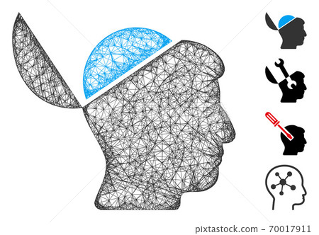 Open Brain Web Vector Mesh Illustration 70017911