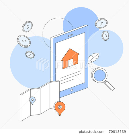 房地產矢量插圖-移動房地產應用程序 70018589