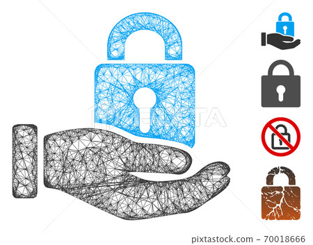 Hand with Lock Web Vector Mesh Illustration Hand with Lock Web Vector Mesh Illustration 70018666