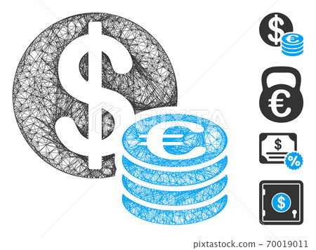 Euro and Dollar Coins Web Vector Mesh Illustration Euro and Dollar Coins Web Vector Mesh Illustration 70019011