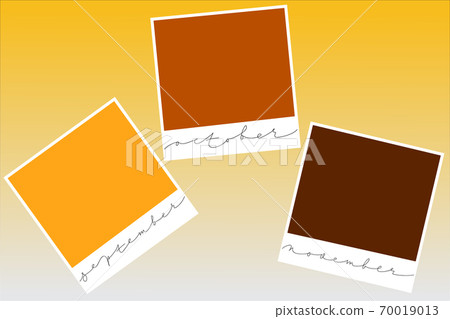 Design elements of instant photography with autumn months names inscriptions. Fall memories to collect in calendar and diary, seasons calendar design 70019013