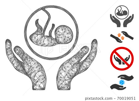 Embryo Care Hands Web Vector Mesh Illustration 70019051