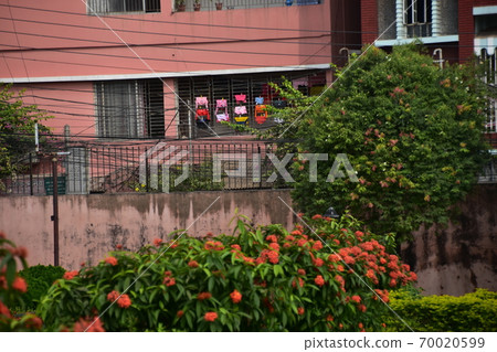 Dhaka, Bangladesh Unfinished castle ruins Lalbagh Fort Gardens and surrounding cityscape Residential life 70020599