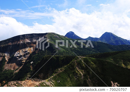 Yatsugatake mountain range in early autumn, overlooking Minami Yatsugatake from the summit of Mt. Higashi Tengu Yatsugatake mountain range in early autumn, overlooking Minami Yatsugatake from the summit of Mt. Higashi Tengu 70020707