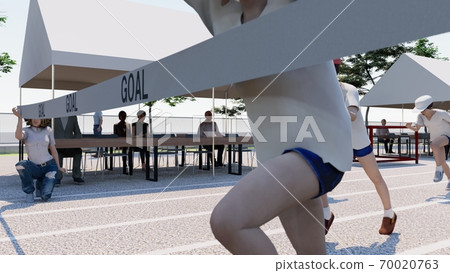學校運動會，競賽，觀眾，建築，插圖72 70020763