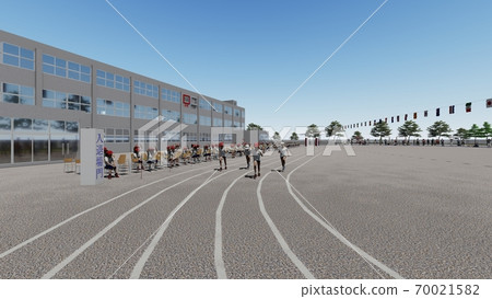 學校運動會，競賽，觀眾，建築，插圖82 70021582