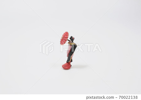 a Geisha with umbrella on the white back ground 70022138