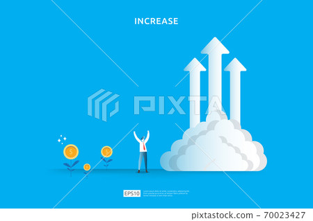 salary rate increase with growth up arrow and people character. business profit grow or income margin management revenue. Finance statistic performance of return on investment ROI illustration concept salary rate increase with growth up arrow and people character. business profit grow or income margin management revenue. Finance statistic performance of return on investment ROI illustration concept 70023427