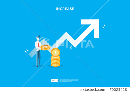 salary rate increase with growth up arrow and people character. business profit grow or income margin management revenue. Finance statistic performance of return on investment ROI illustration concept salary rate increase with growth up arrow and people character. business profit grow or income margin management revenue. Finance statistic performance of return on investment ROI illustration concept 70023428