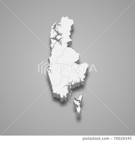 3d map of Phang Nga is a province of Thailand. 70026345