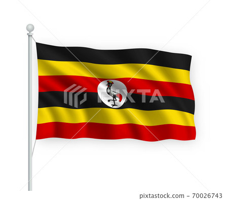 3d waving flag Uganda Isolated on white background. 70026743