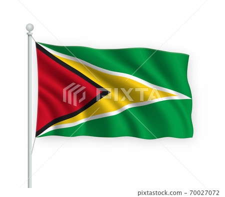 3d waving flag Guyana Isolated on white background. 70027072