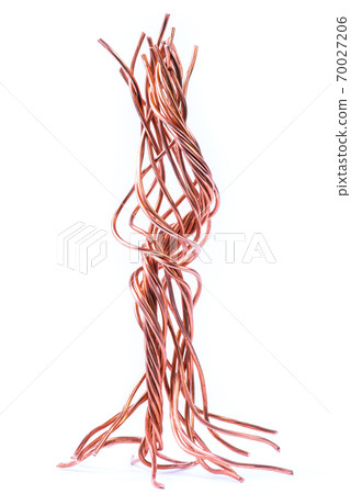 Scrap of copper wire isolated on white background 70027206