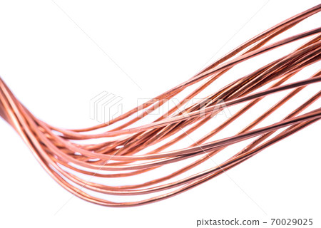 Copper Wire Wave with Blurred Backgroud, Isolated on White Background Copper Wire Wave with Blurred Backgroud, Isolated on White Background 70029025