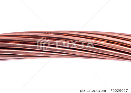 Macro of Copper Wire Isolated on White Background Macro of Copper Wire Isolated on White Background 70029027