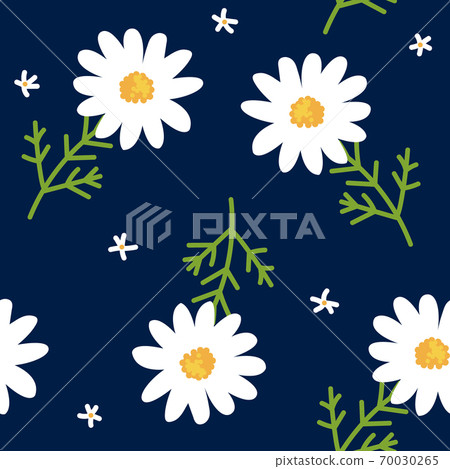 Daisy Flower Seamless Pattern On Blue Background Stock Illustration Pixta