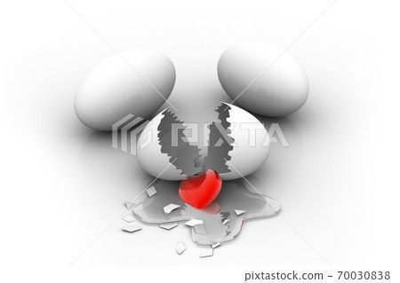 red heart from broken egg 70030838