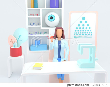 Healthcare series: Ophthalmologist. Ophthalmologist specialist at work 3d render 70031306