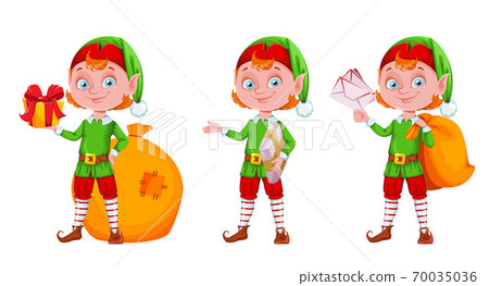 Cute Christmas elf cartoon character 70035036