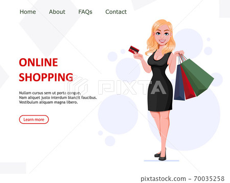 Black Friday sale concept. Beautiful woman Black Friday sale concept. Beautiful woman 70035258
