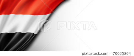 Yemen flag isolated on white banner Yemen flag isolated on white banner 70035864