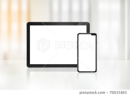 Mobile phone and digital tablet pc on office desk Mobile phone and digital tablet pc on office desk 70035865