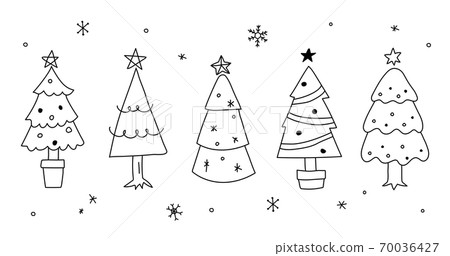 Christmas tree hand-drawn illustration set / cute / snowflake / winter / December Christmas tree hand-drawn illustration set / cute / snowflake / winter / December 70036427